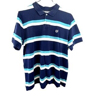 CHAPS XL men's POLO shirt Blue stripe Made in India Short sleeve 100% cotton